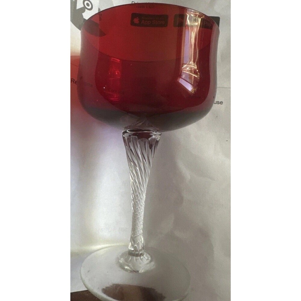 VINTAGE COLONY SATURN Ruby Red Twisted Stem Cordial Glasses